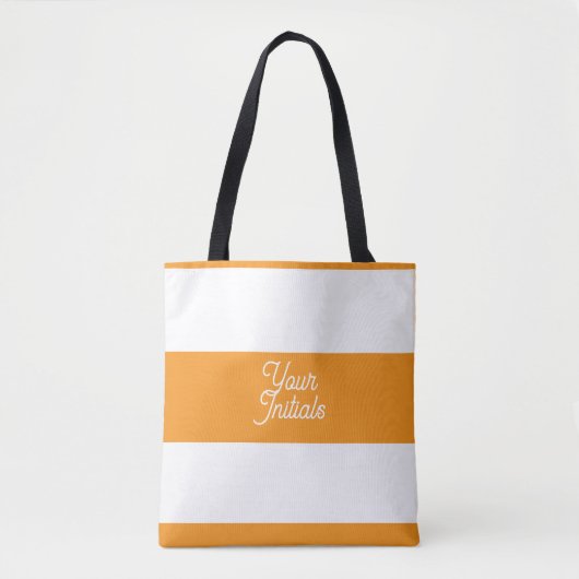 Tote Bag Vos initiales Citrus Orange + Rayures blanches (Devant)