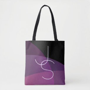 Tote Bag Vos initiales de chevauchement Moderne violet et