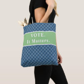 Tote Bag Vote Fourre-tout, ça compte (bleu/vert) (De près)