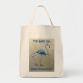 Tote Bag Vote Harris 2024 Flamant rose bleu avec Pearls Fou (Devant)