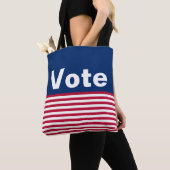 Tote Bag Votez Red White et Blue Stripes (De près)