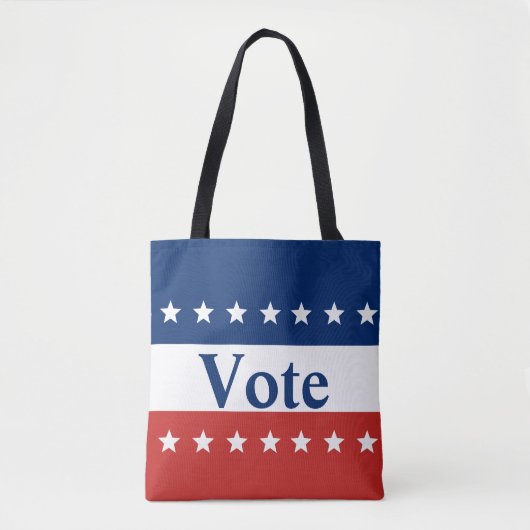Tote Bag Votez Rouge Blanc et Bleu avec étoiles (Devant)
