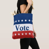 Tote Bag Votez Rouge Blanc et Bleu avec étoiles (De près)