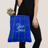 Tote Bag Votre design entrelacé bleu et sarcelle initial (De près)