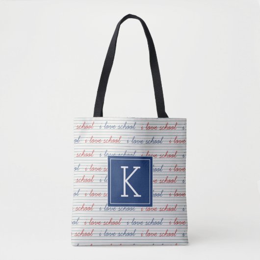 Tote Bag Votre initiale | I Love School (Devant)