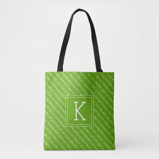 Tote Bag Votre initiale | Math verte néon (Devant)