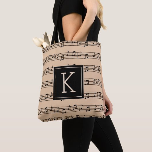Tote Bag Votre initiale | Notes musicales (De près)
