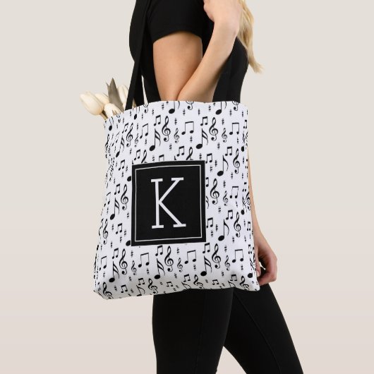 Tote Bag Votre initiale | Notes musicales (De près)