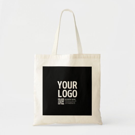 Tote Bag Votre logo avec code QR et texte modifiables (Devant)