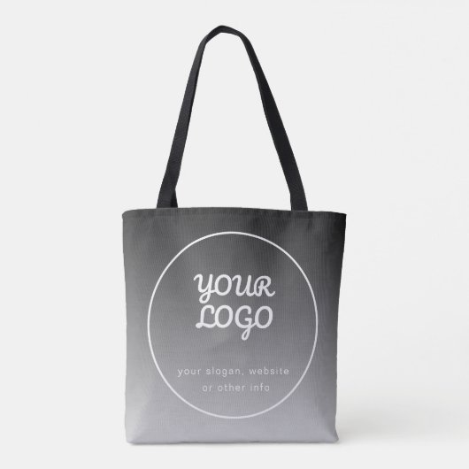 Tote Bag Votre logo et votre texte | Gradient gris foncé (Dos)