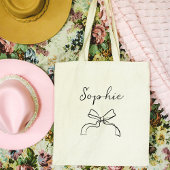 Tote Bag Votre nom | Coquette Bow et Script