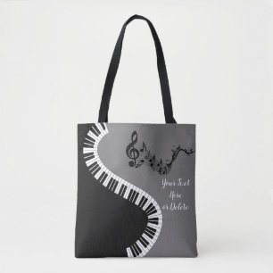Tote Bag Votre nom / Couleur Gris Arbre Clé Piano Keys Mus