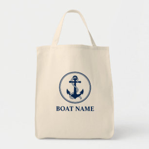 Tote Bag Votre nom de bateau Ancre de corde Éco-Friendly Ép