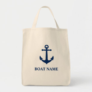 Tote Bag Votre nom de bateau Ancre Vintage Éco-Friendly Épi