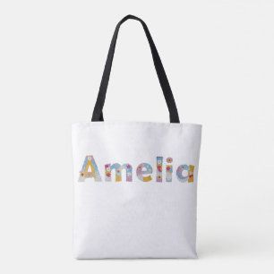 Tote Bag Votre nom en lettres florales artistiques / Amelia