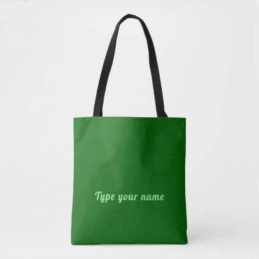 Tote Bag Votre nom en vert clair sur vert clair (Devant)
