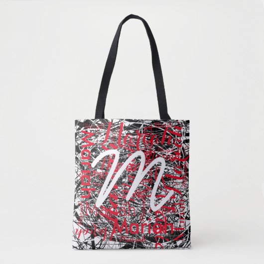 Tote Bag votre nom motif avec graphisme initial cool (Devant)