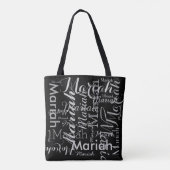 Tote Bag Votre nom motif noir élégant (Dos)