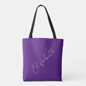 Tote Bag Votre propre nom Typographie de script Royal Purpl (Dos)