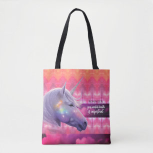 Tote Bag Votre santé mentale est importante Licorne Arc-en-