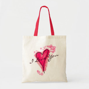 Tote Bag VOTRE TEXTE Aquarelle rose Coeur