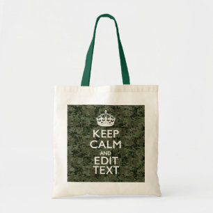 Tote Bag Votre texte Camouflage numérique Bois Conserver le