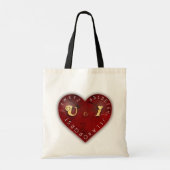 Tote Bag Vous et moi - jeu d'alphabet sur un coeur rouge (Dos)