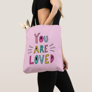 Tote Bag Vous êtes aimé Citation motivation rose