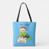 Tote Bag Vous Êtes Turtley Awesome Funny Turtle Puns Bleu (Dos)