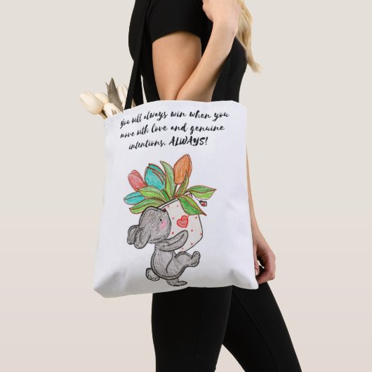 Tote Bag Vous gagnerez toujours lorsque vous bougez avec am (De près)