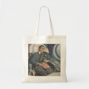 Tote Bag Voyage d'affaires vintage, lecture dans l'avion