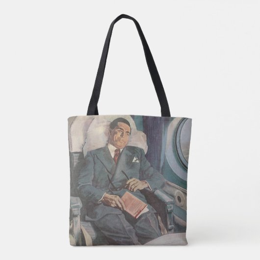 Tote Bag Voyage d'affaires vintage, lecture sur l'avion (Dos)