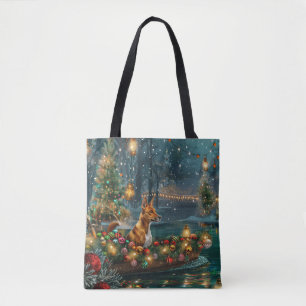 Tote Bag Voyage de fête de Noël du Basenji