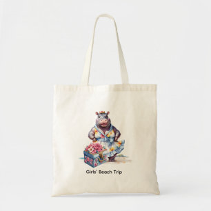 Tote Bag Voyage de l'hippopotame à la plage 