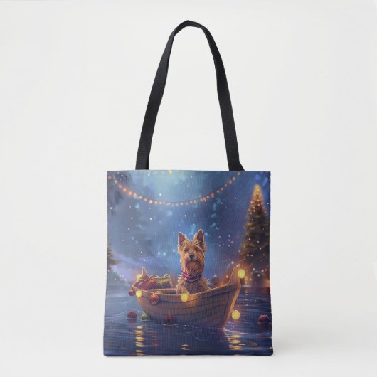 Tote Bag Voyage de Noël de Terrier australien (Devant)