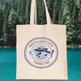 Tote Bag Voyage de pêche en famille sur mesure Blue Lake Pê