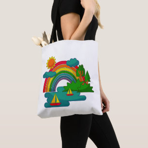 Tote Bag Voyage en bateau sous les nuages du soleil et l'ar