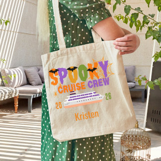 Tote Bag Voyage en croisière Halloween personnalisé en fami