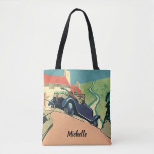 Tote Bag Voyage en voiture décapotable vintage à la campagn