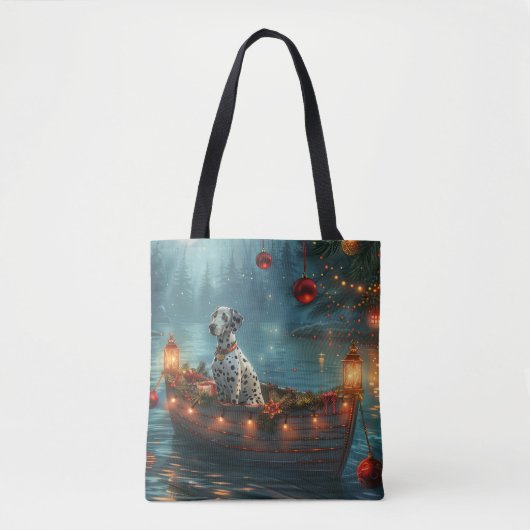 Tote Bag Voyage festif de Noël dalmate (Devant)