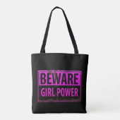 Tote Bag VOYAGE Fille Power - Panneau en métal noir rose Da (Dos)