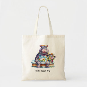 Tote Bag Voyage hippopotame à la plage 