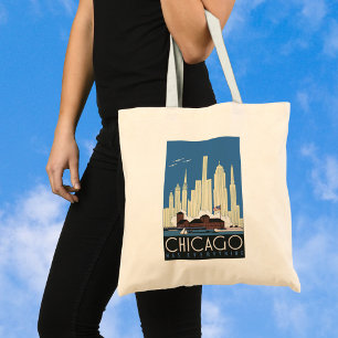 Tote Bag Voyage Vintage Chicago a Tout Horizon de la Ville