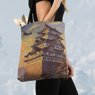 Tote Bag Voyage Vintage Japon, Pagode Japonaise Avion