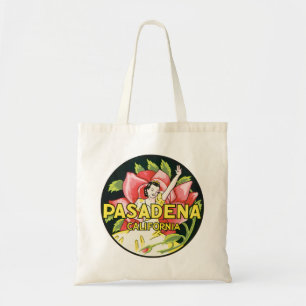 Tote Bag Voyage Vintage, Pasadena Californie, Dame et Rose