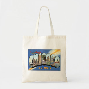 Tote Bag Voyage Vintage, Salutations de Chicago Illinois