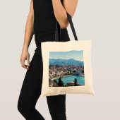 Tote Bag Vue aérienne de la ville divisée en front de mer, (Devant (produit))
