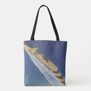 Tote Bag Vue aérienne d'un bateau de croisière Vintage dans