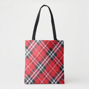 Tote Bag Vue du dessus du motif en tissu tartan sur la tabl