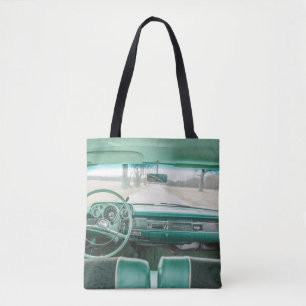TOTE BAG VUE INTÉRIEURE DU VÉHICULE SUR LA ROUTE